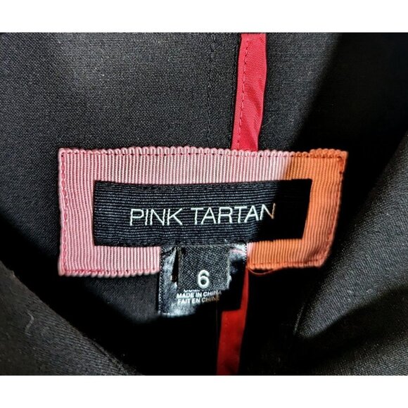Pink Tartan Canada Black Trench Coat Shirt Dress Size 6 Tab Pockets Long Sleeve - Picture 4 of 7